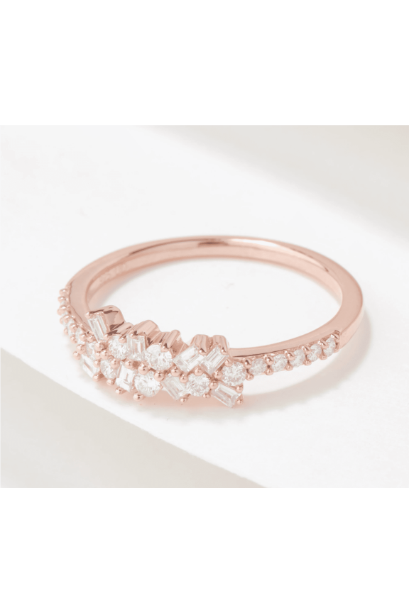 Affinity Roseclad Sterling Silver Diamond Mixed Cut Band Ring Size 7