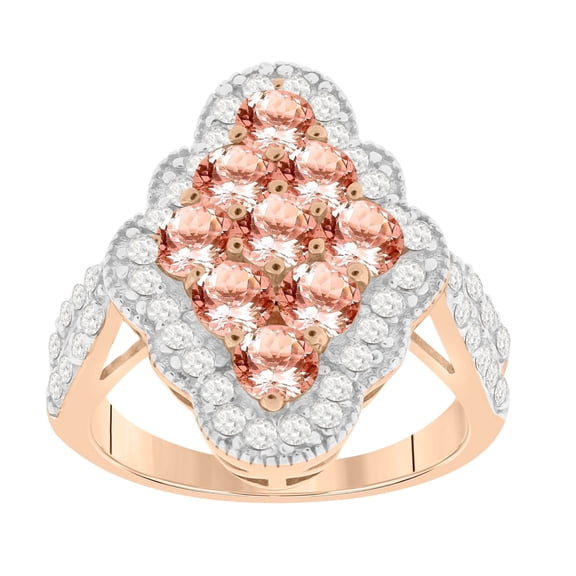 Affinity Sterling Silver 2.50 cttw Morganite & White Zircon Ring, Size 10