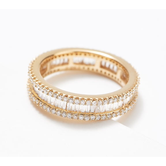 Affinity Sterling Silver Goldclad Baguette Diamonds 1 cttw Eternity Ring, Size 7