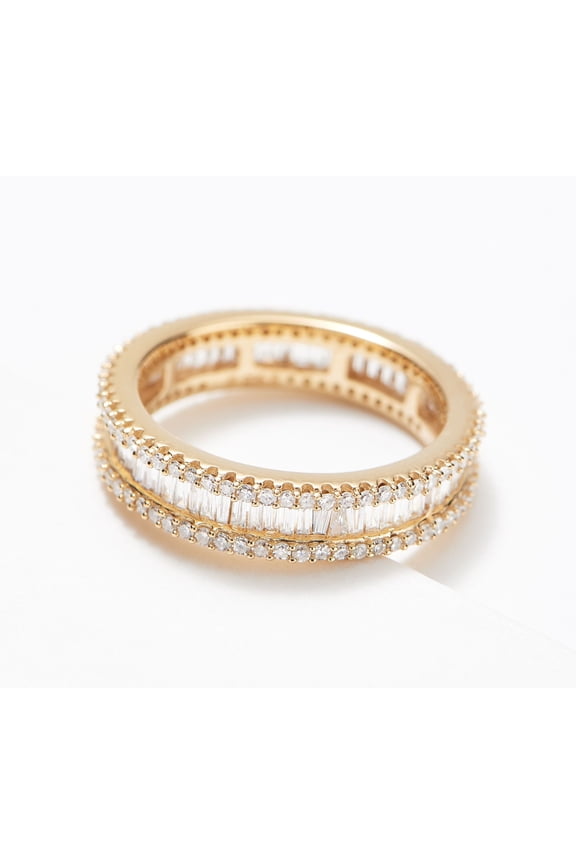 Sterling Silver Goldclad Baguette Diamonds 1 cttw Eternity Ring, Size 7