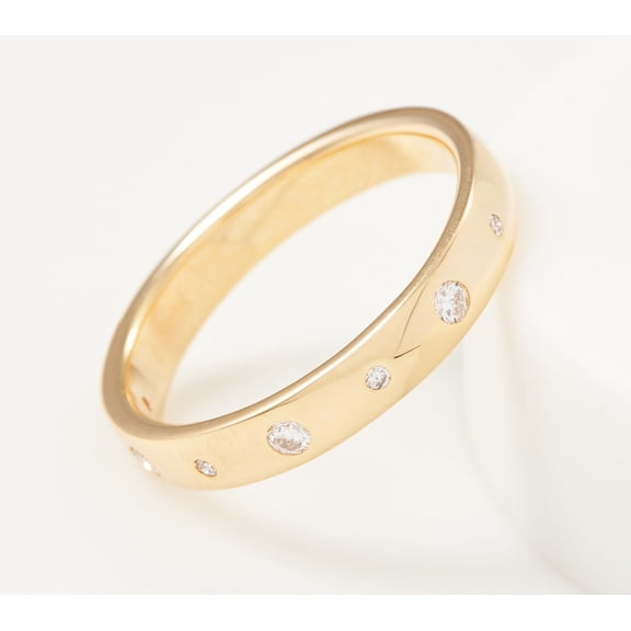 Affinity Sterling Silver Goldclad Flush Set Diamond Band Ring Size 7