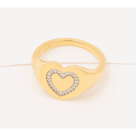 Affinity Sterling Silver Goldclad Heart Signet Ring, Size 7