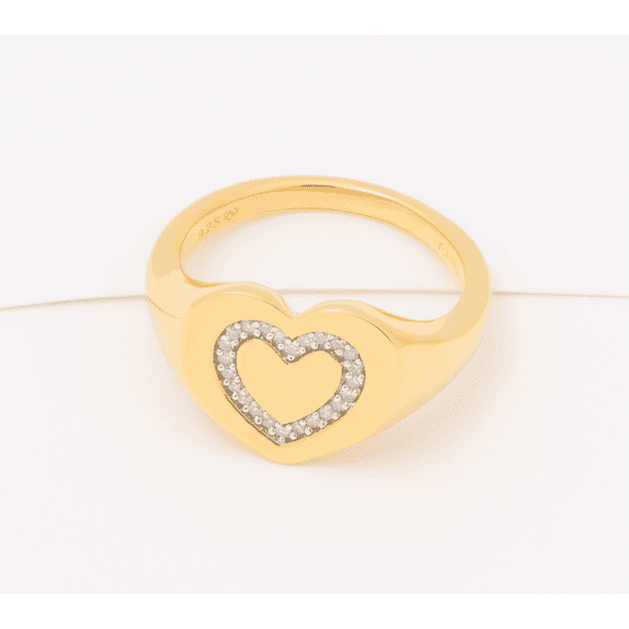 Affinity Sterling Silver Goldclad Heart Signet Ring, Size 7