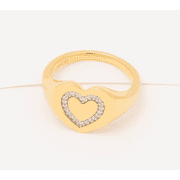 Affinity Sterling Silver Goldclad Heart Signet Ring, Size 9