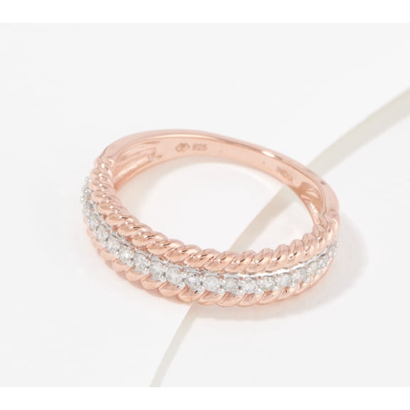 Affinity Sterling Silver Roseclad Rope Band Ring, Size 7