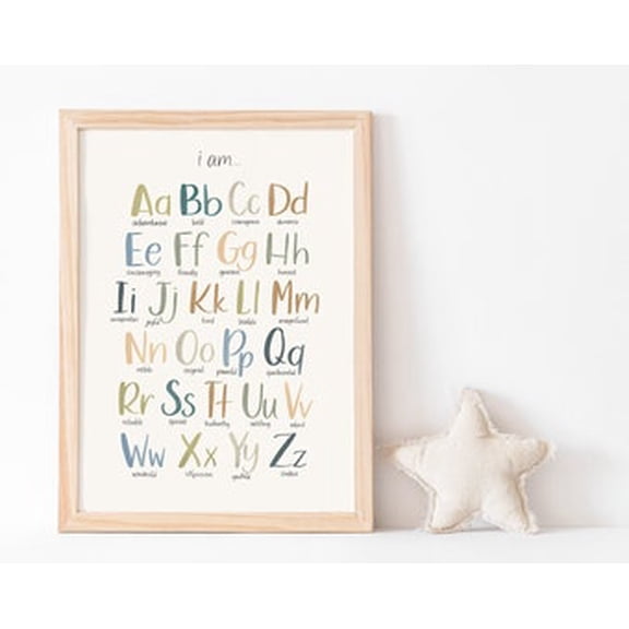 Affirmation Alphabet Poster Art Kids Wall Art Abc Poster Alphabet Poster Playroom Decor Homeschool Decor, Poster Only