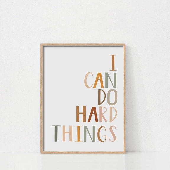 Affirmation Poster For I Can Do Hard Things Inspirational Nursery Decorboho Rainbow Decor Poster, Unframed Poster Size 8x12