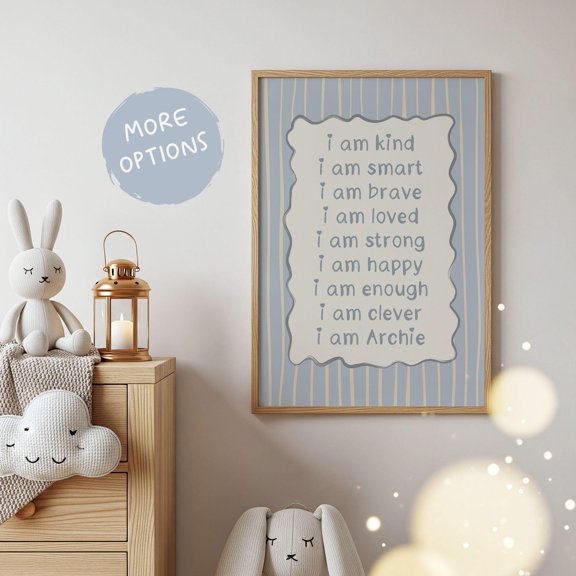 Affirmation Poster Nursery Wall Art I Am Brave , Poster Print Only