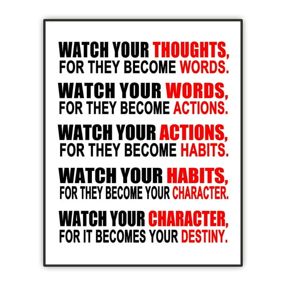 Affirmation Print - Watch Your Thoughts - Motivational Wall Art - Inspirational Quote Wall Decor - Affirmation Poster for Office Classroom UNFRAMED -11 x14 IN