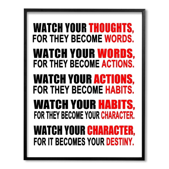 Affirmation Print - Watch Your Thoughts - Motivational Wall Art - Inspirational Quote Wall Decor - Affirmation Poster for Office Classroom UNFRAMED (8"x10")