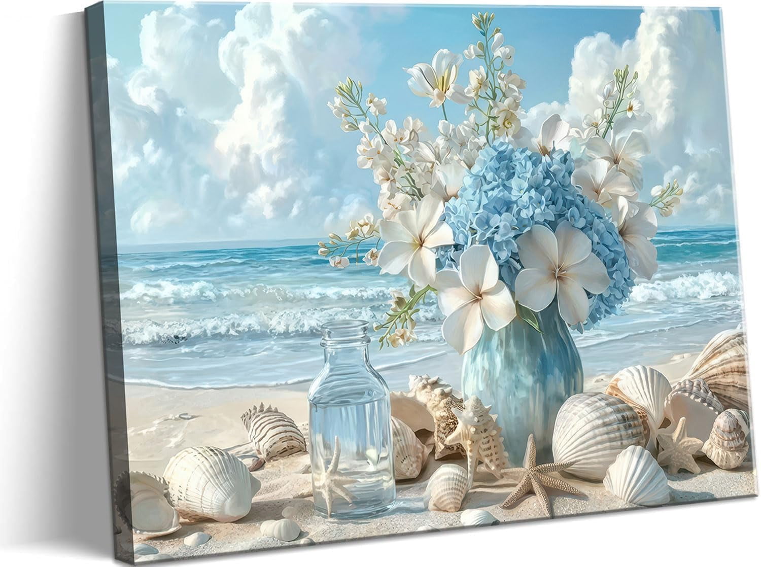 Affixzi Beach Bathroom Wall Art, Coastal Floral Wall Decor, Ocean Theme ...