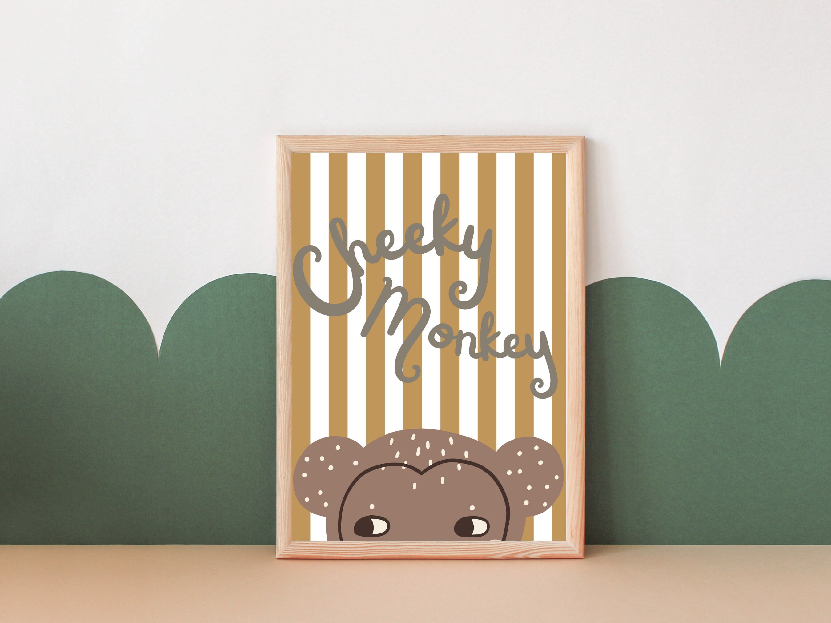 Affixzi Cheeky Monkey Nursery, Bedroom or Playroom Print, Cute Animal ...