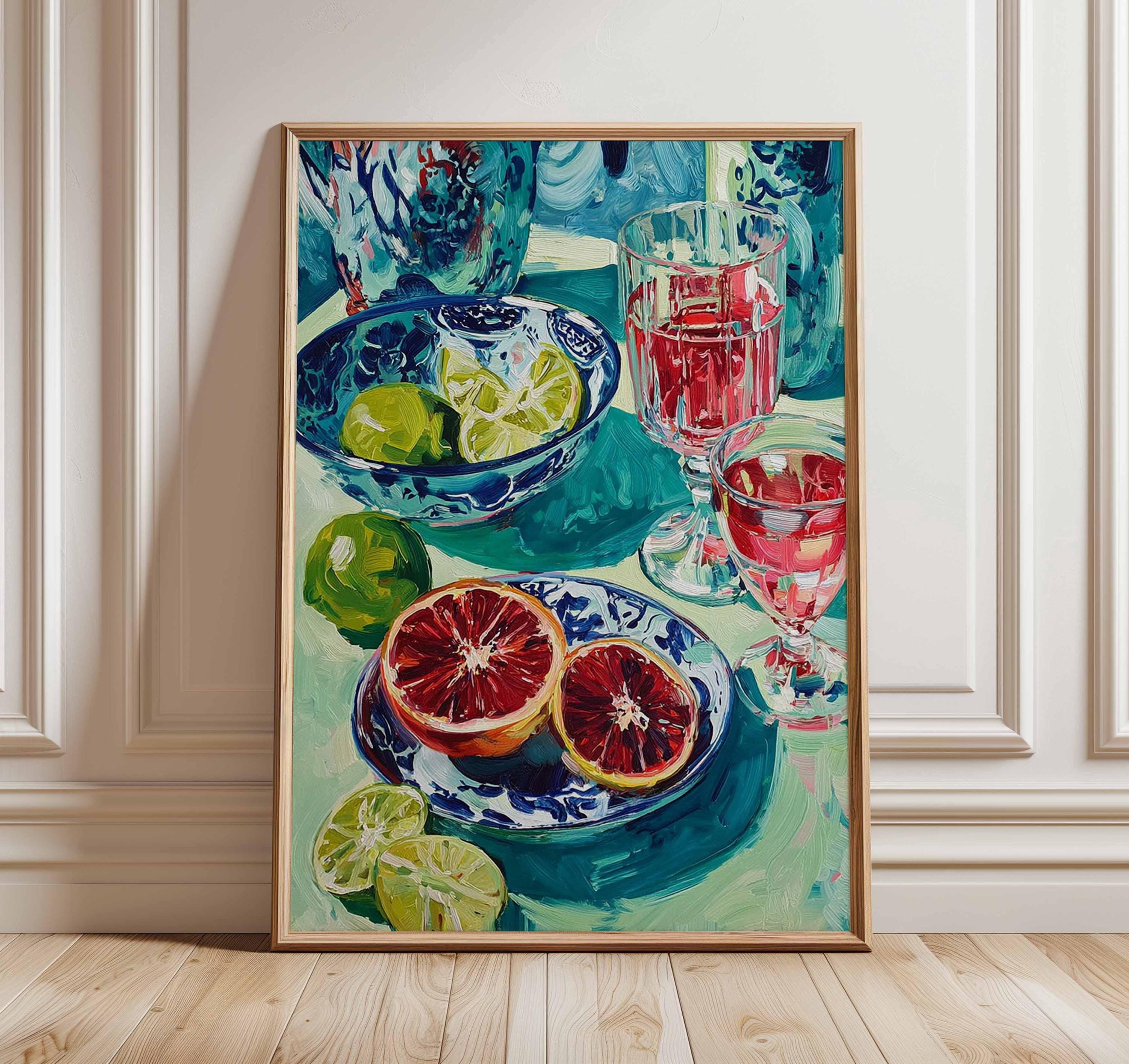 Affixzi Colorful Citrus Still Life Wall Art Print for Retro Dining Room ...