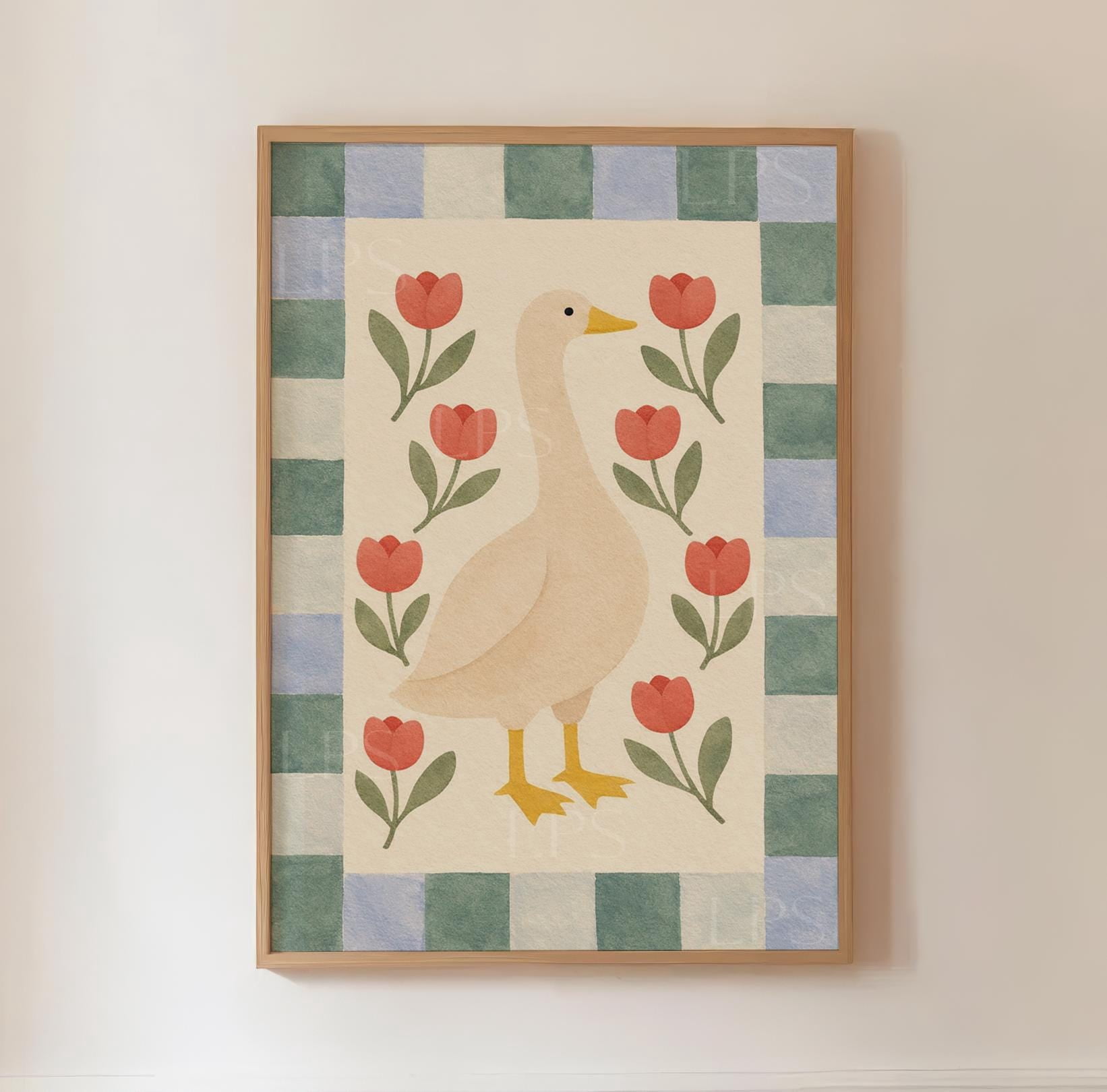 Visual Reference: Affixzi Folk Art Goose Print Scandinavian Nursery Wall Art Unframed