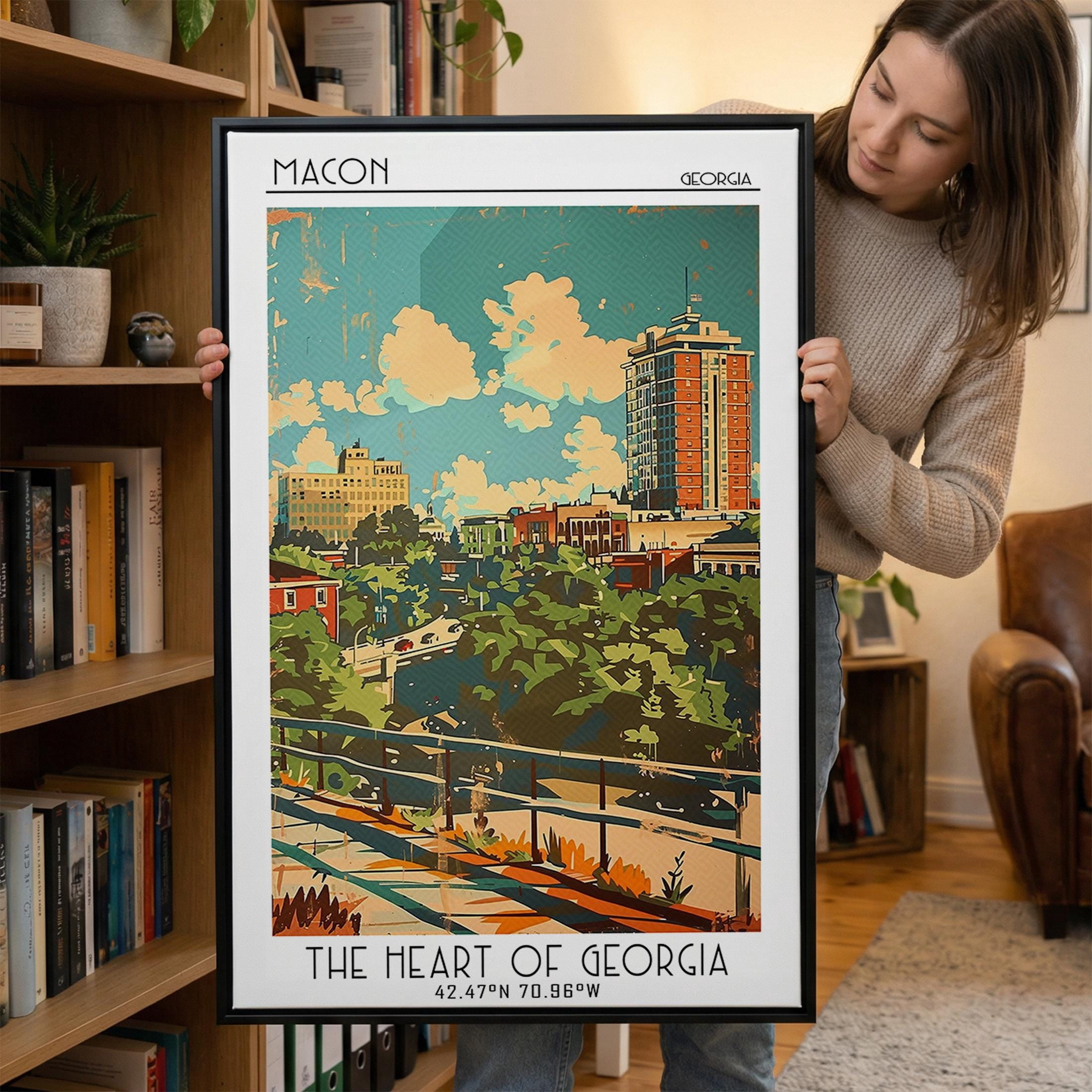 Affixzi Macon Travel Poster, Retro Travel Poster, City Wall Art ...