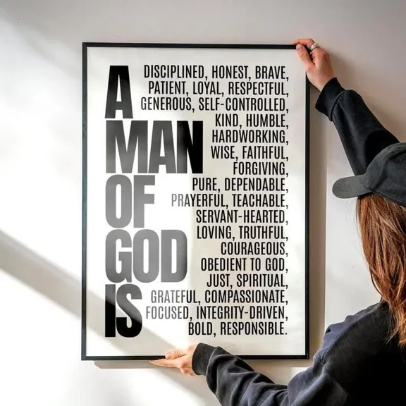 Affixzi Modern Black and White Bible Verse Poster for Teen Boy Room - College Guy Dorm Wall Decor, Unframed Paper Poster 24x36in