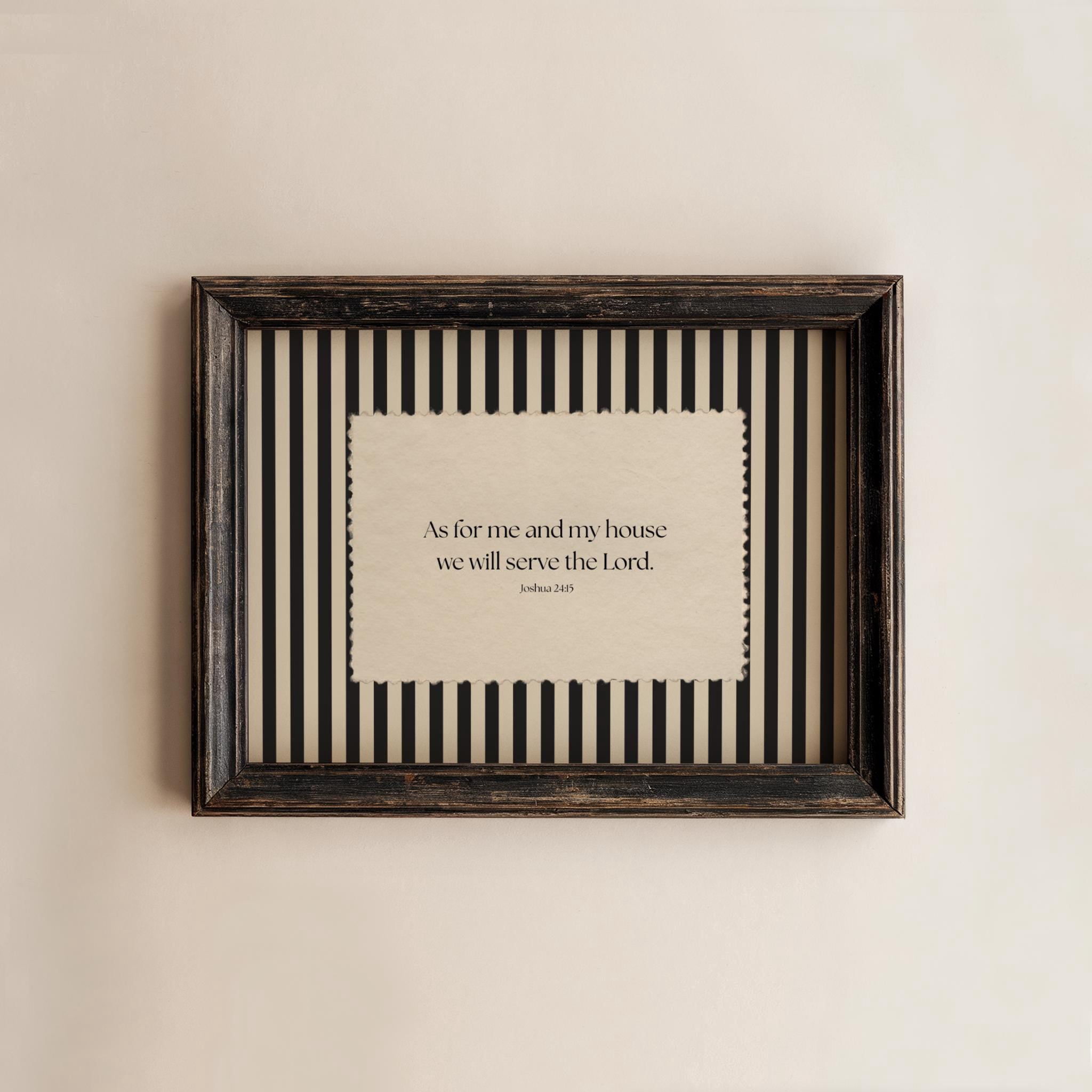 Affixzi PHYSICAL PRINT Striped Bible Verse Wall Art, Joshua 24:15 ...