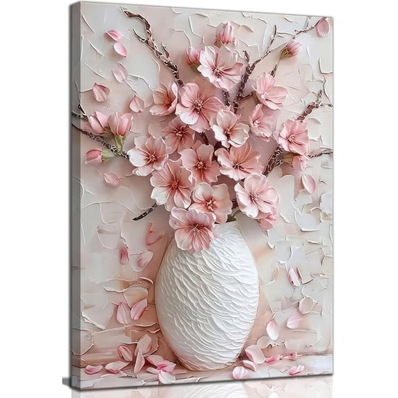 Affixzi Pink Floral Wall Art, Sakura Cherry Blossom Botanical Decor, Posters Prints for Living Room, Bedroom, Office, Bathroom, Corridor, Unframed Paper Poster 8x12in