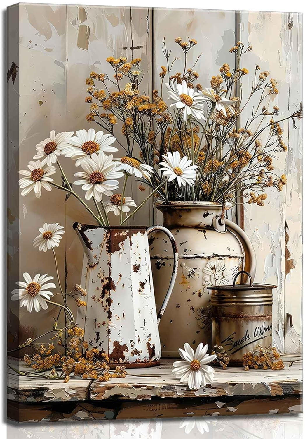 Affixzi Rustic Farmhouse Daisy Wall Art, 1 Pc, Vintage Country Floral ...