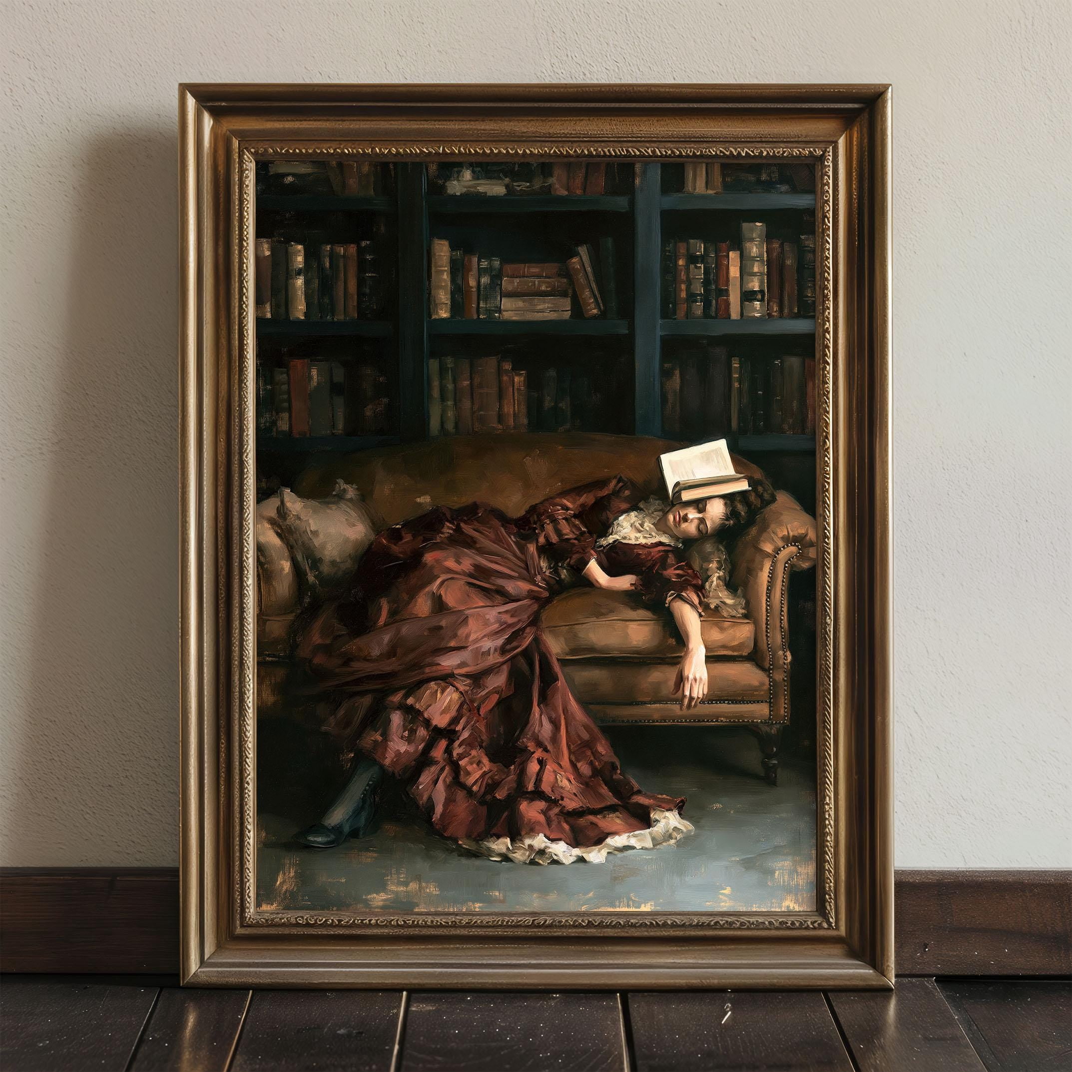 Affixzi Victorian Woman Wall Art Print, Dark Academia Library Decor ...