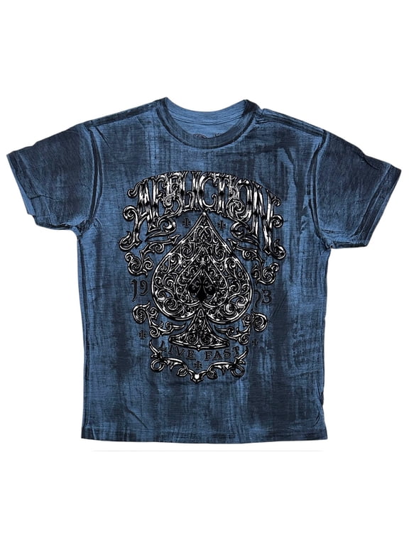 Clothing Men's T-Shirt Polaris Felt Graphic Blue/Black Dip Dye Tee (Medium, Aegean Blue)