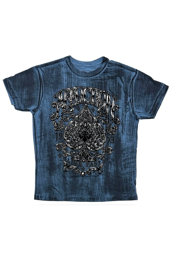 Clothing Men's T-Shirt Polaris Felt Graphic Blue/Black Dip Dye Tee (Medium, Aegean Blue)