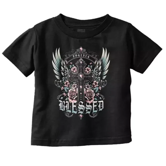 Affliction Forever Blessed Rose Cross Wings Toddler T Shirt TODDLER SHORT SLEEVE TEE BELLA CANVAS 3001T