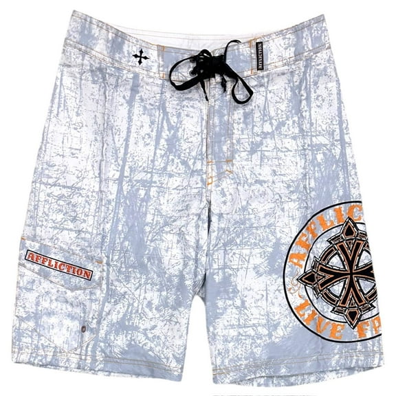 Affliction Men's Boardshorts Royal Chromatic 21" Surf Swimming Trunk (30, White)