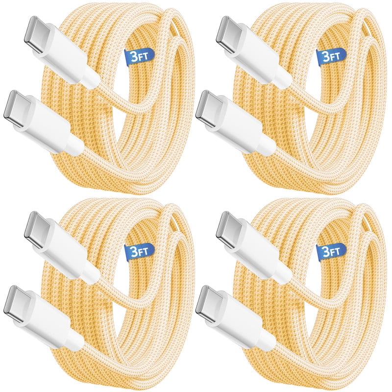 Afflux 4 Pack 60W USB C Fast Charger Cable Data Sync Charging Woven Braided Type C Cord