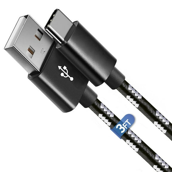 Afflux USB-A to USB-C Fast Charger Braided Type C Cable Compatible with iPhone 17 / 16 / 15 Pro Max Plus Air, Samsung Galaxy S25 S24 S23 Ultra, Google Pixel, iPad Pro, Universal (3ft, Black)