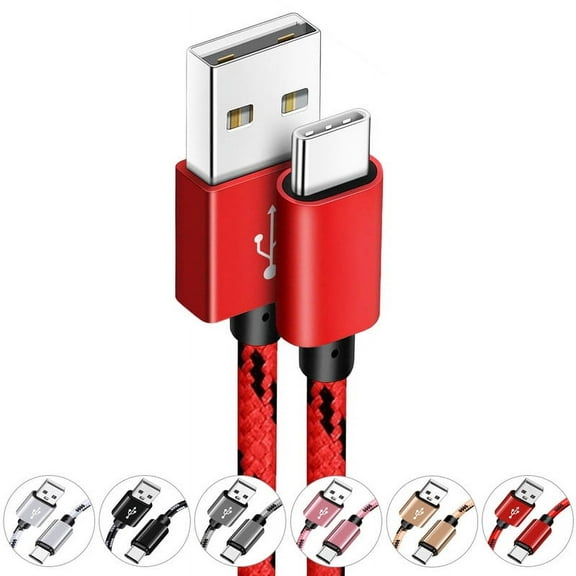 Afflux Braided USB-A to USB-C Fast Charger Cable Compatible with iPhone 16 / 15 Pro Max Plus models, Samsung Galaxy S24 S23 S22 S21 Ultra, Google Pixel, iPad Pro, Universal (3ft) - Red
