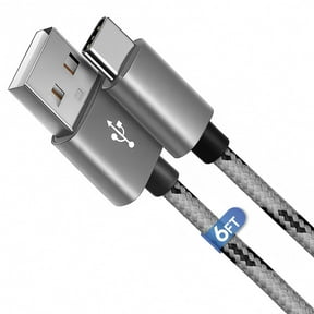 Afflux USB-A to USB-C Fast Charger Braided Type C Cable Compatible with iPhone 17 / 16 / 15 Pro Max Plus Air, Samsung Galaxy S25 S24 S23 Ultra, Google Pixel, iPad Pro, Universal (6ft, Gray)