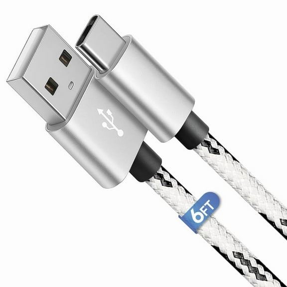 Afflux USB-A to USB-C Fast Charger Braided Type C Cable Compatible with iPhone 17 / 16 / 15 Pro Max Plus Air, Samsung Galaxy S25 S24 S23 Ultra, Google Pixel, iPad Pro, Universal (6ft, White)