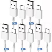Afflux (5 Pack) USB-A to USB-C Fast Charger Type C Charging Cord Cable Compatible with iPhone 17 / 16 / 15 Pro Max Plus Air, Samsung Galaxy S25 S24 S23 S22 Ultra, iPad Pro, Universal (3ft, White)