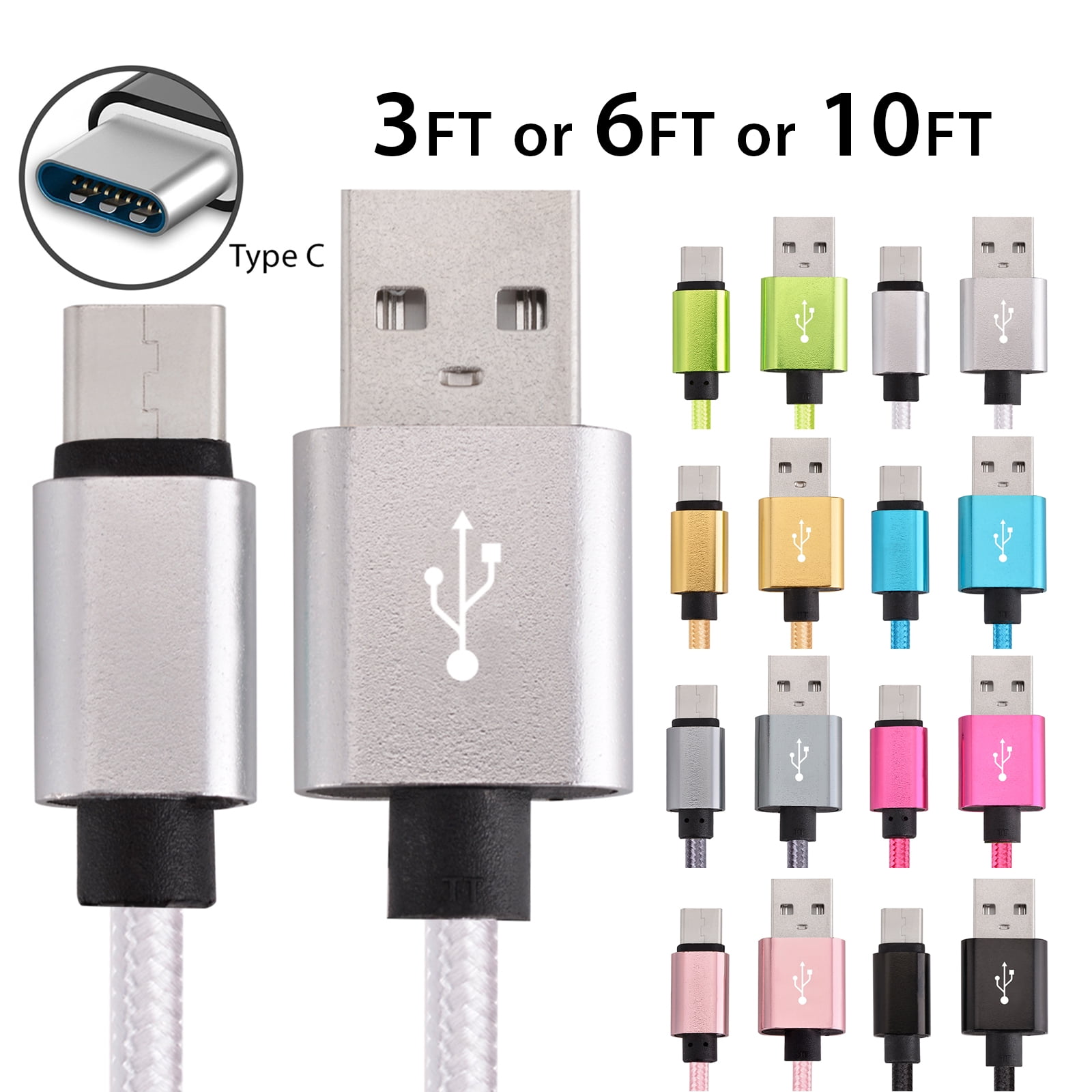 Afflux 6FT USB Type C Cable Fast Charging Cable USB-C Type-C 3.1