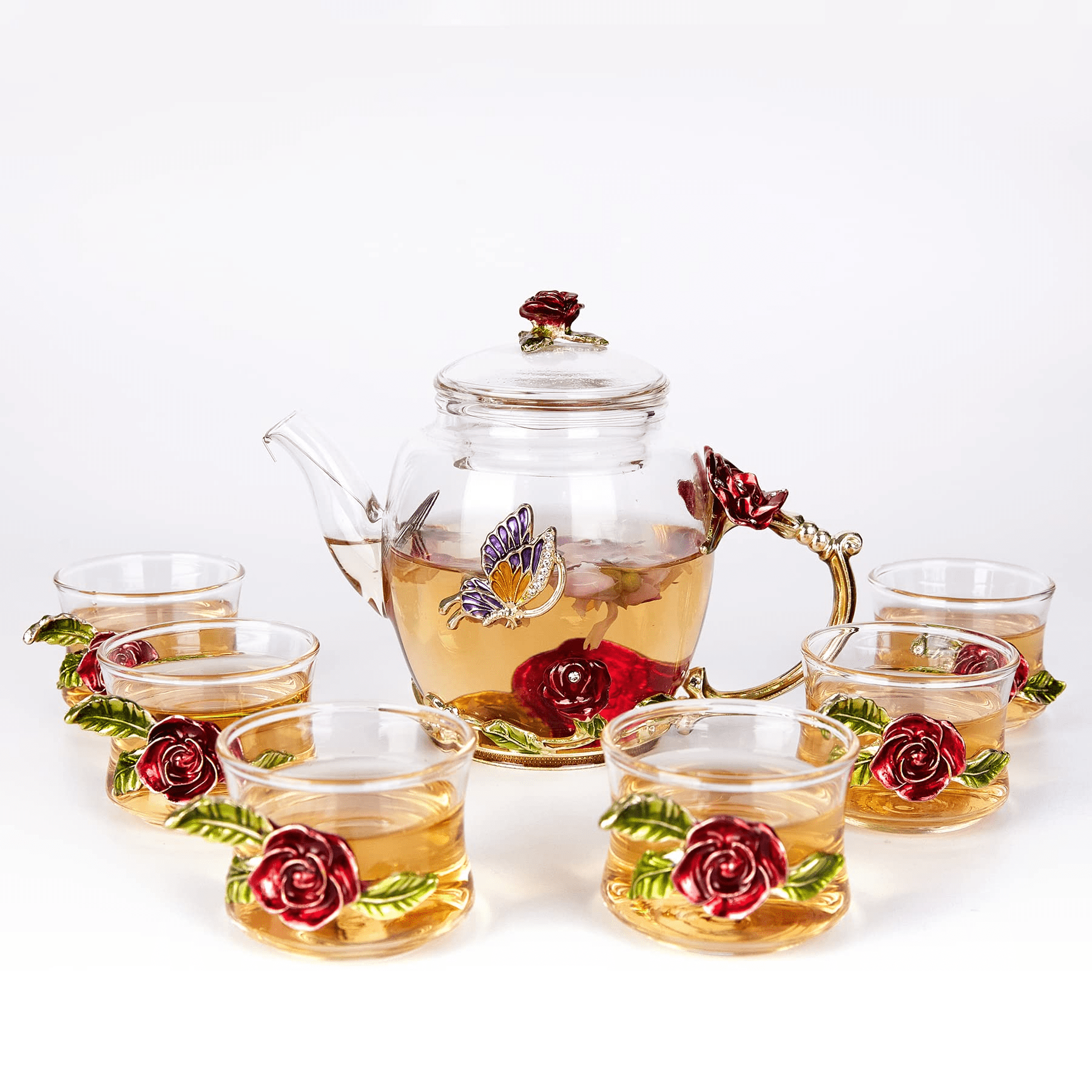Glass Tea Set, 6 Fancy Cups, Tea Pot Glass, Tea Kettle Set, Tea Pot, Glass  Teapot, Tea Set for Adults, Glass Tea Kettle, Glass Tea Cup, Pretty Tea