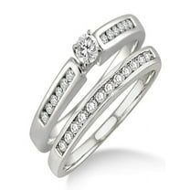 Affordable 0.50 Carat Bridal Set with Round Cut Diamond in 10k White Gold