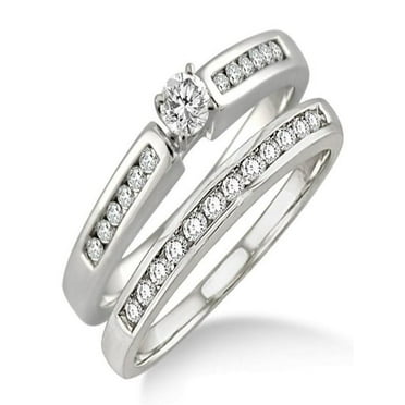 Affordable 0.50 Carat Bridal Set with Round Cut Diamond in 10k White Gold
