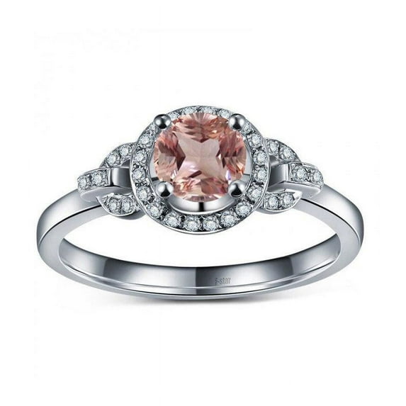 Affordable 1.50 Carat Morganite and Diamond Engagement Ring in 14k White Gold affordable morganite and diamond engagement ring