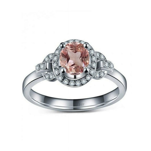Affordable 1.50 Carat Morganite and Diamond Engagement Ring in 14k White Gold affordable morganite and diamond engagement ring