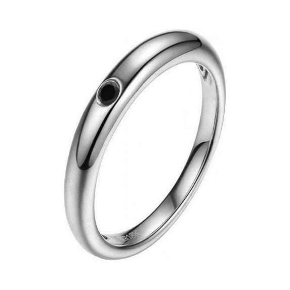 Affordable .10 Carat Black Diamond Wedding Ring Band in 14k White Gold