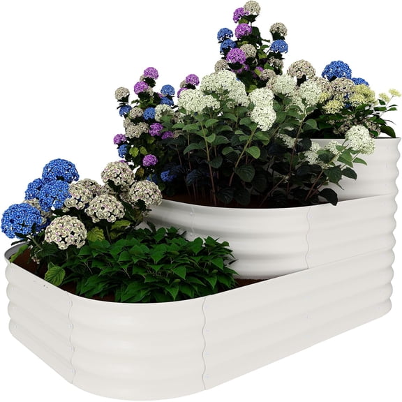 Affordable 3-in-1 Raised Garden Bed Kit – Split Design | Rust Protective Layer, 5-Min Assembly | Perfect for Renters, Dorms & First-Time Gardeners,Beige