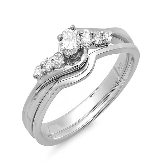 Affordable Cheap Diamond Wedding Set 0.33 Carat Round Cut Diamond on 10k Gold