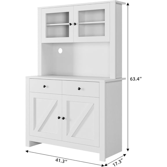 Affordable Choices Versatile Kitchen Food Cabinet with Microwave Stand – Freestanding Storage Cabinet with Drawers and Adjustable Shelves, Perfect for Dining Rooms and Buffets, White Finish