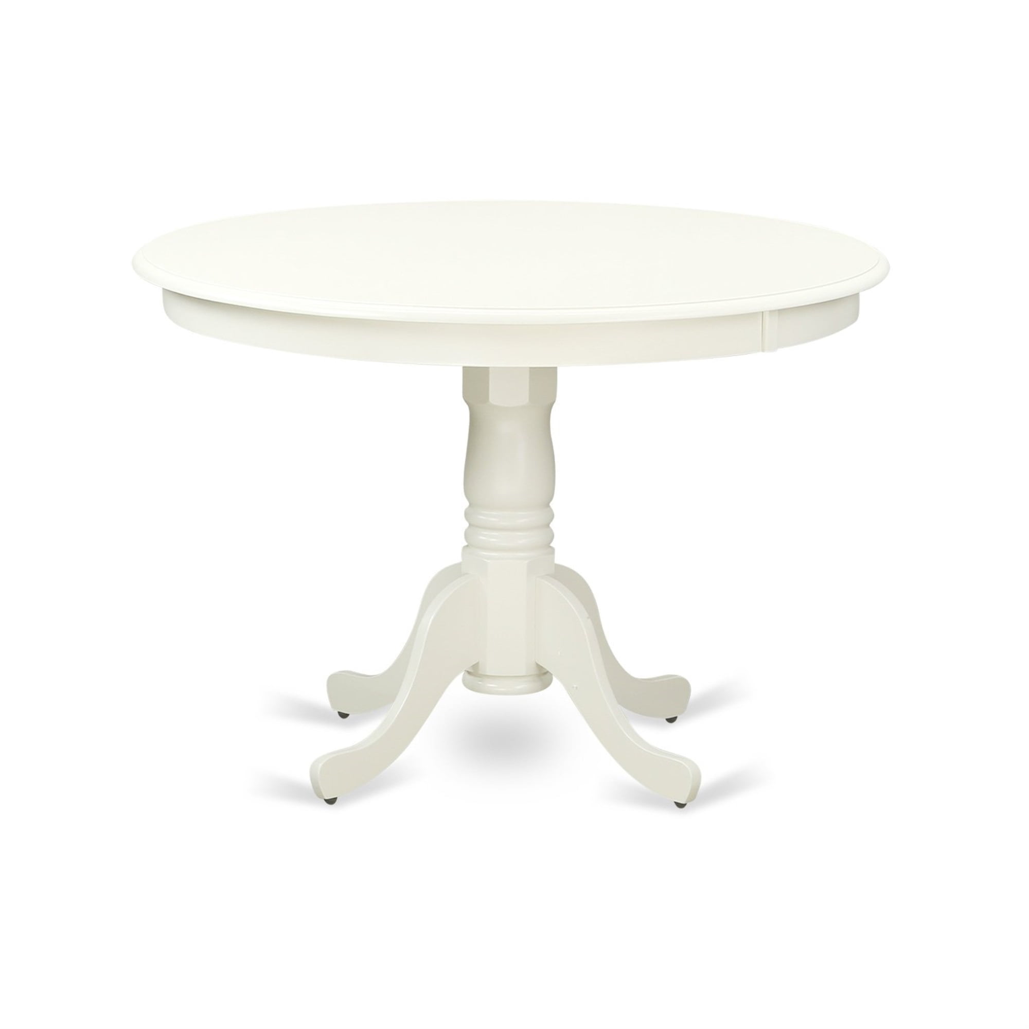 Linen White Round Rubberwood Dining Table with 4 Dark Coffee Parson Chairs