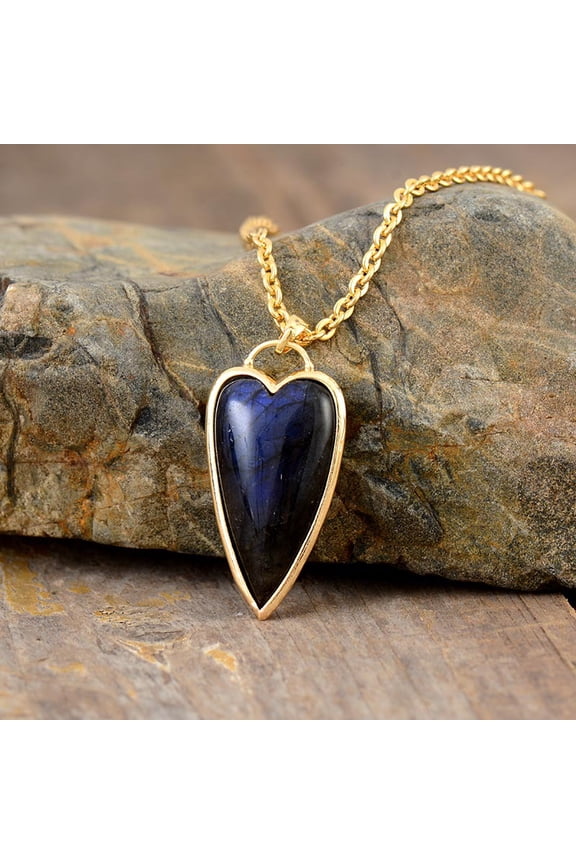 Affordable Luxury Fashion Simple Labradorite Heart Shape Pendant