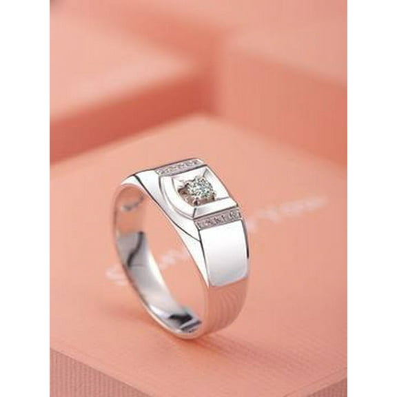 Affordable Men Diamond Wedding Band on 10k White Gold