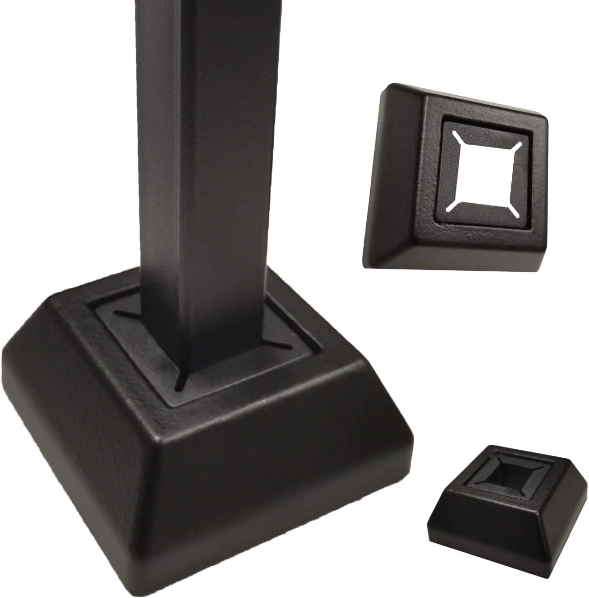 Affordable Stair Parts- Modern Flat Shoes for 1/2" Iron Balusters (10-Pack) Railing Shoes for 1/2" Square Metal Spindles NO Set Screw (Real Satin Black NOT Matte or Flat Color)