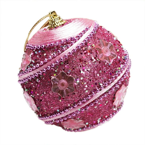 Affordablo Christmas Ball Ornaments 3.15 In Glitter Snow Ball Shatterpoof Plastic Large Ball Ornament for Christmas Tree Farmhouse Holiday Snowballs Xmas Wedding Disco Ball Party Decor Hot Pink