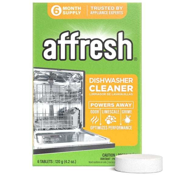 Affresh Dishwasher Cleaner, Helps Power Away Odor Causing Residues & Grime Inside Pump, Tub & Hoses, 6 Tablets, 6 Month Supply